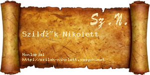 Szilák Nikolett névjegykártya